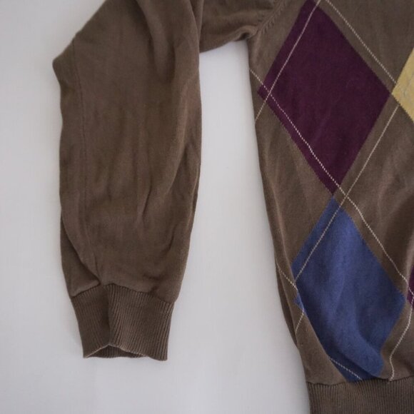 Cutter & Buck Brown Argyle Embroidered Us Open Trophy Quarter Zip Sweater Large - Picture 8 of 9